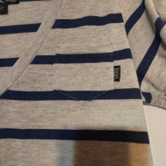 Vans women's crop top blue and grey stripes sz Large L - Picture 3 of 5